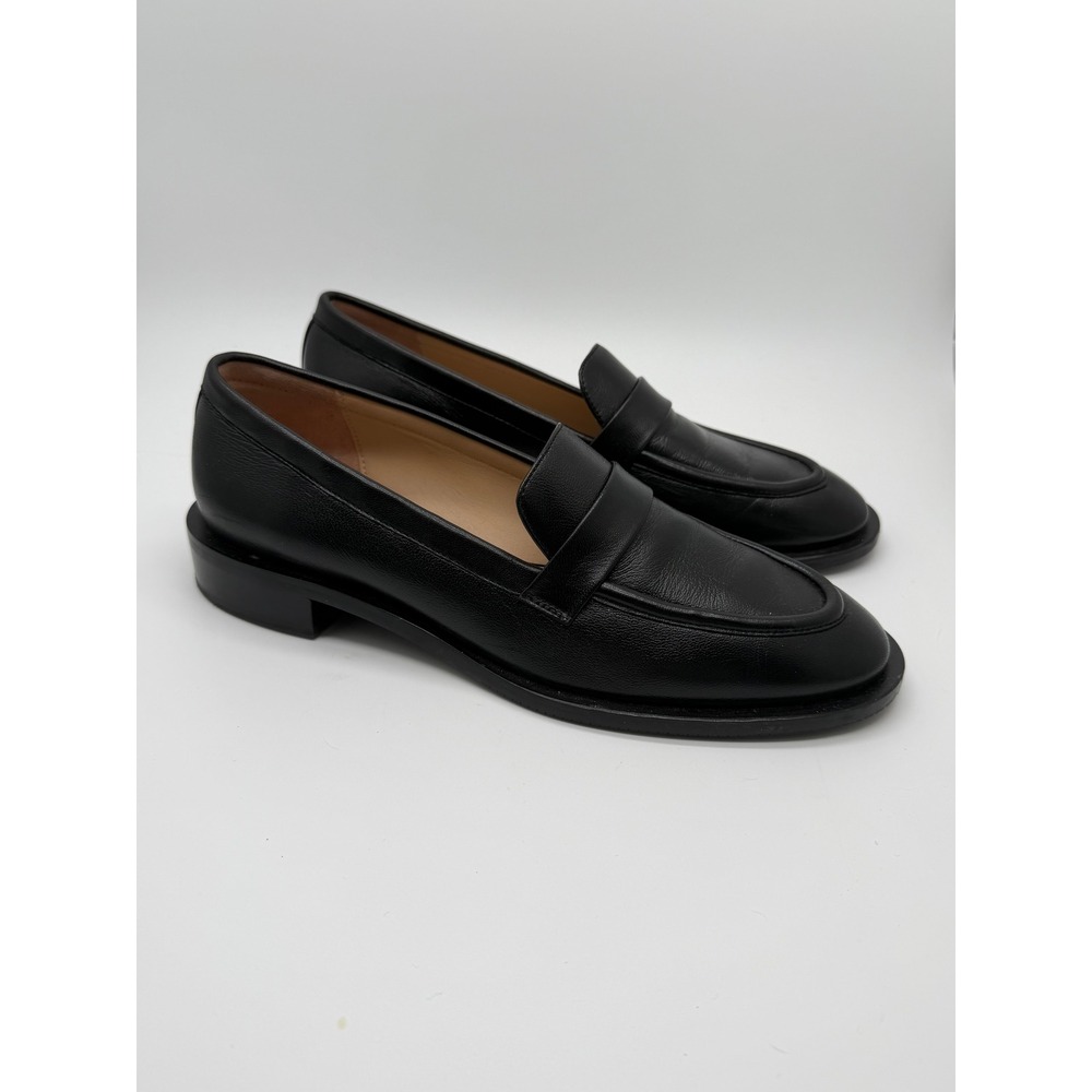 Stuart Weitzman Palmer Loafers Womens 9.5 Black Leather Slip On Penny Shoes